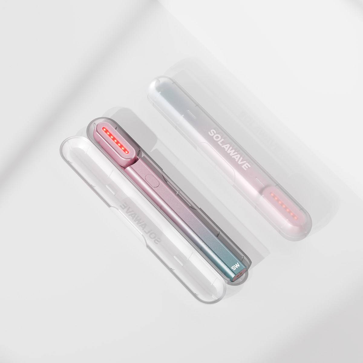An image of the Solawave red light skincare wand and travel case || Clear