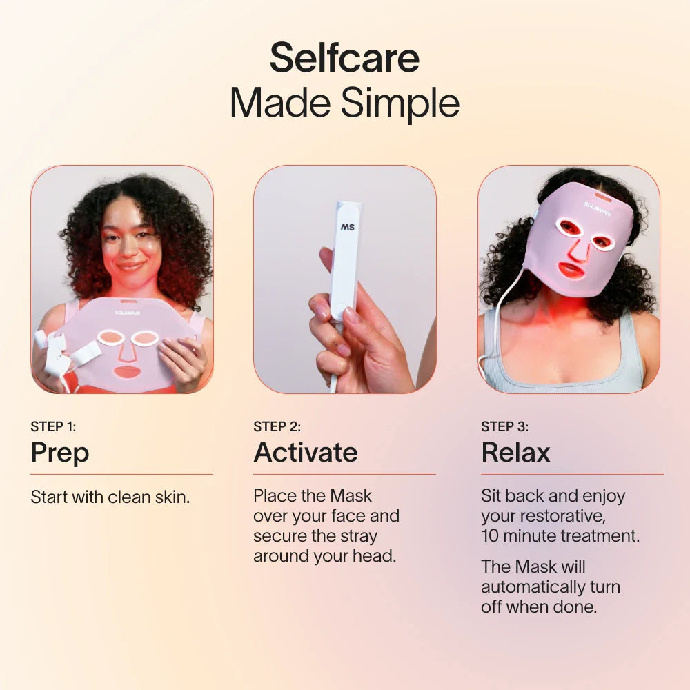 red light therapy face mask step by step process