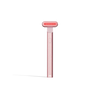 The Solawave 4-in-1 Radiant Renewal Skincare Wand with Red Light Therapy, shown in pink with a rectangular head, is designed to boost radiance and enhance skincare treatments, set against a plain white background.